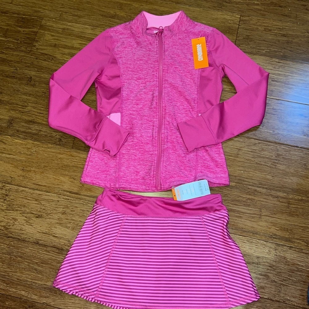 Gymboree girls pink jacket and matching skort size medium (7/8) NWT.